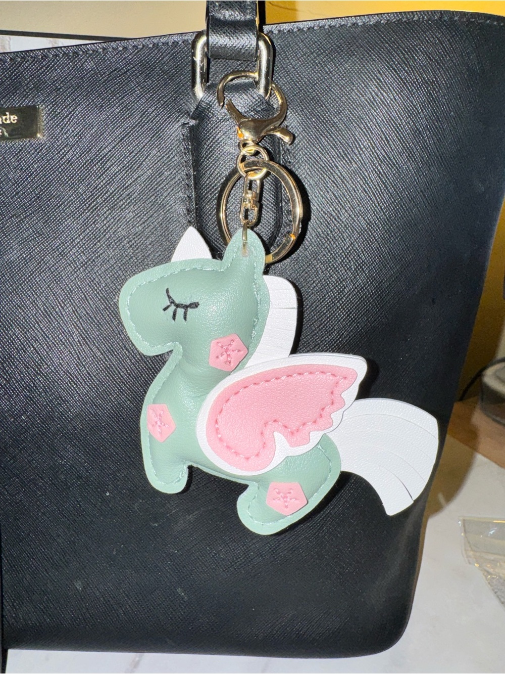 Mint Green Unicorn Key & Card Holder Charm with Pink Accents unbranded bag charm